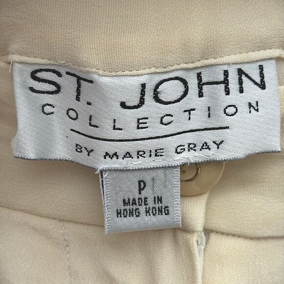 St. John's Vintage High-Waisted Silk Cream Trousers - Petite - Picture 3 of 6